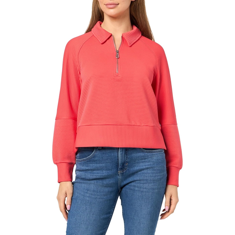 image:imageNautica Womens Zipper Collared Ribbed Pullover SweatshirtCoralie