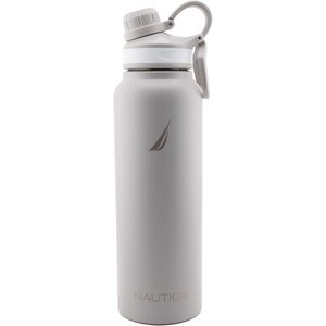 NAUTICA Double Wall Stainless Steel Tumbler With Screw-On Cap, 40 oz Cold And Hot Drink (White)(Gray)