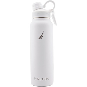NAUTICA Double Wall Stainless Steel Tumbler With Screw-On Cap, 40 oz Cold And Hot Drink (White)(White)