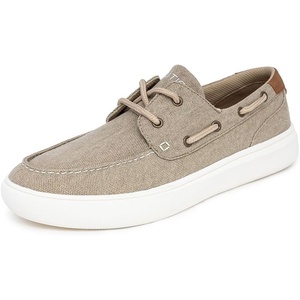 NAUTICA Men’s Lace-Up Boat Shoe Casual Loafers Comfort Sneaker – Walking Moccasin(Taupe Canvas)