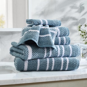 Nautica – Bath Towel Set, Cotton Bath, Hand & Washcloths, Plush, Absorbent & Quick-Dry, Chevron Print, Americana Decor, Set of 6, Zane Blue(Cruise Along Blue)