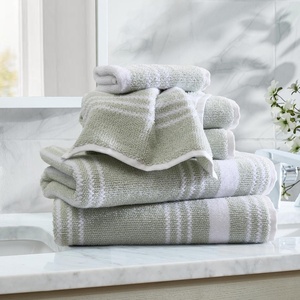 Nautica – Bath Towel Set, Cotton Bath, Hand & Washcloths, Plush, Absorbent & Quick-Dry, Chevron Print, Americana Decor, Set of 6, Zane Blue(Windward Green)