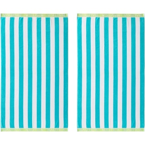 Nautica – Beach Towels Oversized, 2 Pack Cotton Velour Towel Set, 36×68, Plush, Absorbent & Quick-Dry Beach Essentials, Striped Americana Decor, Berry Pink(Classic Cabana Blue)