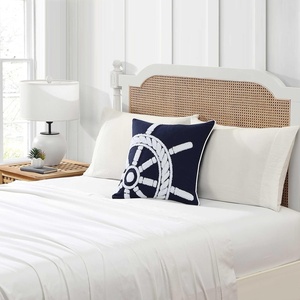 Nautica – Decorative Pillow, Cotton Canvas Coastal Throw Pillow with Textured Embroidered Anchor Design, Pillow for Couch or Bed, 20″ x 20″, Ships Wheel Blue(Ships Wheel Blue)