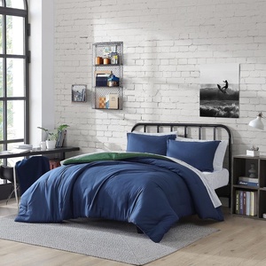 Nautica – Full Size Bed in a Bag, Reversible Comforter Set with Fitted Sheet, Pillowcases, Shams & Laundry Bag, 7-Piece College Dorm Room Essentials (Captain’s Blue/Green)(Captain’s Blue/Green)