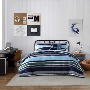 Nautica – Full Size Bed in a Bag, Reversible Comforter Set with Fitted Sheet, Pillowcases, Shams & Laundry Bag, 7-Piece College Dorm Room Essentials (Captain’s Blue/Green)(Elliot Blue)