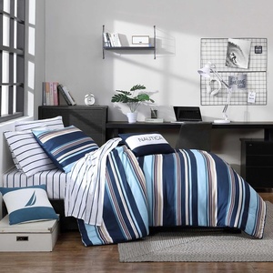 Nautica – Queen Comforter Set, Reversible Bedding with Matching Shams, Stripe Room Decor, College Dorm Room Essentials (Bay Shore Navy)(Colton Blue)