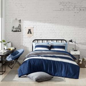Nautica – Queen Comforter Set, Reversible Bedding with Matching Shams, Stripe Room Decor, College Dorm Room Essentials (Bay Shore Navy)(Heathered Block Flagstone)