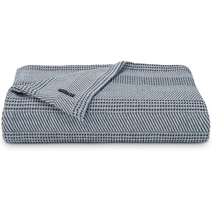Nautica – Queen Size Blanket, Yarn Dyed Cotton Bedding with Chevron Stripe Design, Soft Blanket for Bed or Couch, College Dorm Room Essentials (Chevron Navy)(Navy)