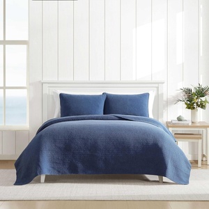 Nautica – Quilt Set, Super Soft Solid Washed Woven Cotton Bedding with Matching Sham, Casual Style Home Essentials (Seashore Stitch Beige, Twin)(Seashore Stitch Navy)