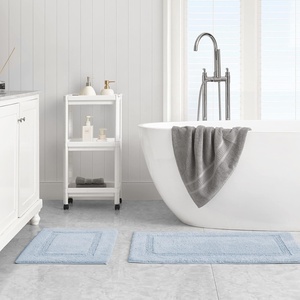 Nautica – Runner Rug, Soft & Absorbent Tufted Cotton Bath Rug with Skid-Resistant Backing, Oeko-Tex Certified (Peniston Brown, 60″ x 22″)(Peniston Blue)