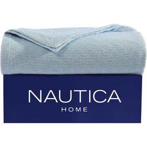 Nautica – Twin Blanket, Cotton Woven Bedding, Medium-Weight for All Seasons, Ideal Dorm Essentials, Oeko-Tex Certified (Ripple Cove Blue)(Ripple Cove Blue)