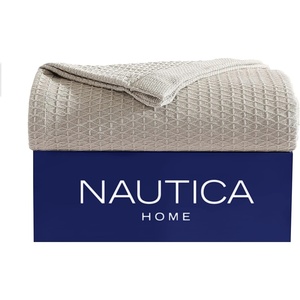 Nautica – Twin Blanket, Diamond Weave Cotton Bedding, Medium-Weight for All Seasons, Ideal Dorm Essentials, Oeko-Tex Certified (Baird Grey)(Baird Beige)