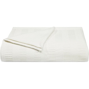 Nautica – Twin Blanket, Woven Textured Cotton Bedding, Ideal for Bed or Couch, Dorm Essentials, Oeko-Tex Certified (Rope Stripe Navy)(White)