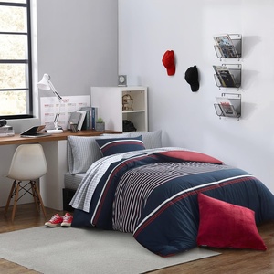 Nautica – Twin Comforter Set, Cotton Reversible Bedding with Matching Sham, Medium Weight for Year Round Use, Oeko-Tex Certified, Dorm Essentials (Mineola Navy)