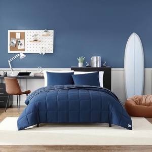 Nautica – Twin Comforter Set, Peached Microfiber Bedding with Matching Sham, Lightweight for Year Round Use, Dorm Essentials, Oeko-Tex Certified (Longdale Solid Navy)(Longdale Stripe Navy)