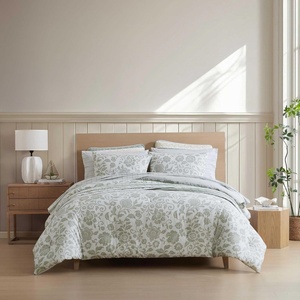 Nautica – Twin Comforter Set, Reversible Striped & Floral Bedding with a Naturally Soft Feel, 2 Piece Bed Set with Matching Pillowcase (Jacob Bay Floral/Penny Pinstripe Green)(Jacob Bay Floral/Penny Pinstripe Green)