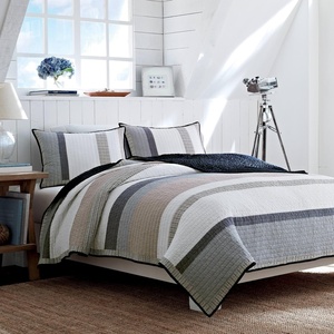Nautica – Twin Quilt, Cotton Reversible Bedding, Home Decor for All Seasons (Tideway Tan/Grey, Twin)(Twin)