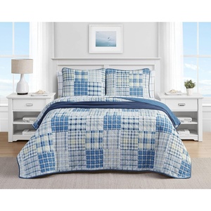 Nautica – Twin Quilt Set, Reversible Bedding with Matching Sham, Patchwork Plaid Room Decor, Lightweight Bed Set, College Dorm Room Essentials (Raeford Blue)(Raeford Grey)