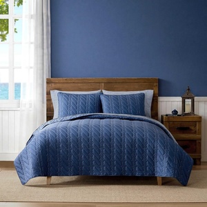 Nautica – Twin Quilt Set, Reversible Plaid Bedding with Matching Sham, Lightweight for All Seasons, Coastal Room Decor (Rope Stitch Blue)(Rope Stitch Blue)