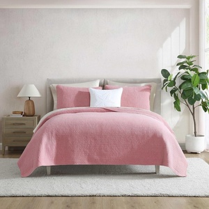 Nautica – Twin Quilt Set, Soft & Reversible Cotton Bedding with a Smooth Finish, 2 Piece Coastal Bed Set with Matching Pillowcase (Seashore Stitch Pink)(Seahorse Stitch Pink)