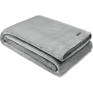 Nautica – Twin Size Blanket, Ultra-Soft Plush Fleece for Bed or Couch, Medium Weight Bedding for All-Season Comfort (Brown)(Solid Grey)