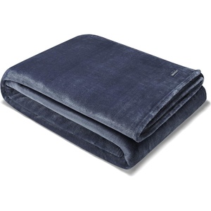 Nautica – Twin Size Blanket, Ultra-Soft Plush Fleece for Bed or Couch, Medium Weight Bedding for All-Season Comfort (Brown)(Solid Navy)