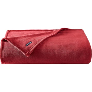 Nautica – Twin Size Blanket, Ultra-Soft Plush Fleece for Bed or Couch, Medium Weight Bedding for All-Season Comfort (Brown)(Solid Red)