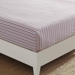 Nautica – Twin Size Fitted Sheet, Crisp Cotton Percale Bedding, Lightweight & Breathable Bed Sheet, Deep Pocket, College Dorm Room Essentials (Coleridge Stripe Red)(Coleridge Stripe Red)