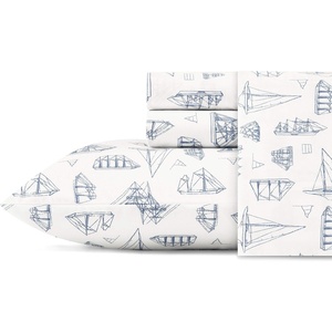 Nautica – Twin Size Sheet Set, Crisp Cotton Percale Bedding with Matching Pillowcase, Lightweight & Breathable Bed Sheets, Deep Pocket, College Dorm Room Essentials (Star Spangled Blue)(Whitewood Sail)