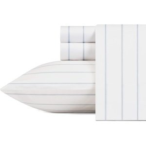 Nautica – Twin Size Sheet Set, Crisp Cotton Percale Bedding with Matching Pillowcase, Lightweight & Breathable Bed Sheets, Deep Pocket, College Dorm Room Essentials (Star Spangled Blue)(Skippers Island)