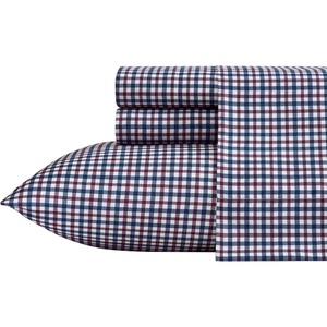 Nautica – Twin Size Sheet Set, Microfiber Bedding with Deep Pocket Fitted Sheet, Bed Sheets with Matching Pillowcase, Coxswain Stripe(Heritage Plaid Blue)
