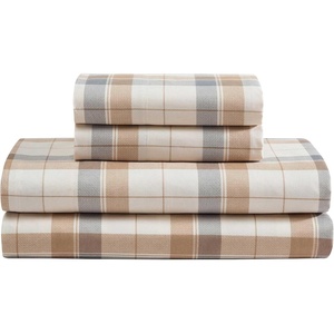 Nautica – Twin Size Sheet Set, Microfiber Bedding with Deep Pocket Fitted Sheet, Bed Sheets with Matching Pillowcase, Coxswain Stripe(Vintage Trunk Plaid Beige)
