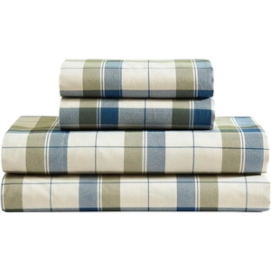 Nautica – Twin Size Sheet Set, Microfiber Bedding with Deep Pocket Fitted Sheet, Bed Sheets with Matching Pillowcase, Coxswain Stripe(Vintage Trunk Plaid Green)