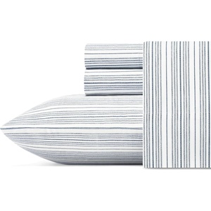 Nautica – Twin XL Size Sheets Set, Crisp & Tailored Floral Bedding with a Smooth Cotton Percale, Bed Sheets with Matching Pillowcase & Fitted Sheet (Breezy Bloom Blue)(Beaux Stripe Navy)