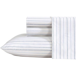 Nautica – Twin XL Size Sheets Set, Crisp & Tailored Floral Bedding with a Smooth Cotton Percale, Bed Sheets with Matching Pillowcase & Fitted Sheet (Breezy Bloom Blue)(Beaux Stripe Blue)