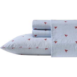 Nautica – Twin XL Size Sheets Set, Crisp & Tailored Floral Bedding with a Smooth Cotton Percale, Bed Sheets with Matching Pillowcase & Fitted Sheet (Breezy Bloom Blue)(Lobster Walk)