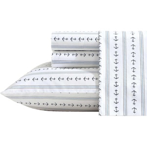 Nautica – Twin XL Size Sheets Set, Crisp & Tailored Floral Bedding with a Smooth Cotton Percale, Bed Sheets with Matching Pillowcase & Fitted Sheet (Breezy Bloom Blue)(Anchor Lines Blue)