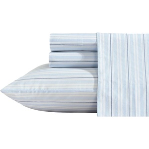 Nautica – Twin XL Size Sheets Set, Crisp & Tailored Floral Bedding with a Smooth Cotton Percale, Bed Sheets with Matching Pillowcase & Fitted Sheet (Breezy Bloom Blue)(Camp Stripe Blue)