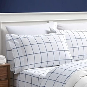 Nautica – Twin XL Size Sheets Set, Crisp & Tailored Floral Bedding with a Smooth Cotton Percale, Bed Sheets with Matching Pillowcase & Fitted Sheet (Breezy Bloom Blue)(Plot Blue)