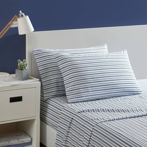 Nautica – Twin XL Size Sheets Set, Crisp & Tailored Floral Bedding with a Smooth Cotton Percale, Bed Sheets with Matching Pillowcase & Fitted Sheet (Breezy Bloom Blue)(Coleridge Stripe Blue)