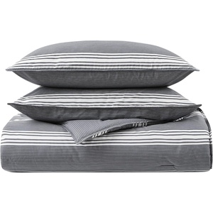 Nautica – Twin/Twin XL Comforter Set, Reversible Bedding with Matching Sham, Stripe Room Decor Bed Set, College Dorm Room Essentials (Craver Charcoal)