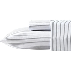 Nautica – Twin/Twin XL Sheet Set, Soft Bedding with Fitted Sheet & Pillowcase, Lightweight Bed Set, College Dorm Room Essentials (Herringbone Blue)(Skinny Yacht Stripe Grey)