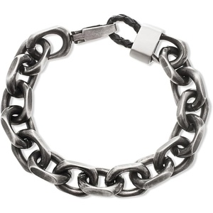 Nautica 12.5 mm Cable Chain Bracelet for Men Oxidized Stainless Steel 9 Inches