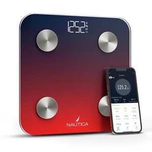 Nautica Body Tracker Digital Bathroom Scale, Bluetooth-Enabled Smart Scale with BMI, Body Fat, Muscle Mass Tracking & More, Syncs with Smartphone App for Body Composition Tracking, 440 Lbs.(Navy Red)