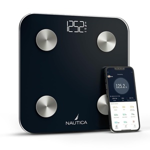 Nautica Body Tracker Digital Bathroom Scale, Bluetooth-Enabled Smart Scale with BMI, Body Fat, Muscle Mass Tracking & More, Syncs with Smartphone App for Body Composition Tracking, 440 Lbs.(True Black)