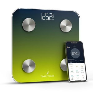 Nautica Body Tracker Digital Bathroom Scale, Bluetooth-Enabled Smart Scale with BMI, Body Fat, Muscle Mass Tracking & More, Syncs with Smartphone App for Body Composition Tracking, 440 Lbs.(Navy Yellow)
