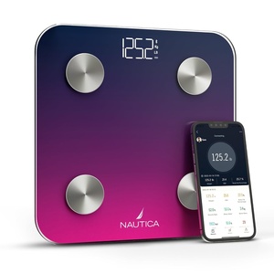 Nautica Body Tracker Digital Bathroom Scale, Bluetooth-Enabled Smart Scale with BMI, Body Fat, Muscle Mass Tracking & More, Syncs with Smartphone App for Body Composition Tracking, 440 Lbs.(Navy Fuschia)