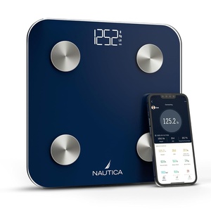 Nautica Body Tracker Digital Bathroom Scale, Bluetooth-Enabled Smart Scale with BMI, Body Fat, Muscle Mass Tracking & More, Syncs with Smartphone App for Body Composition Tracking, 440 Lbs.(Navy)