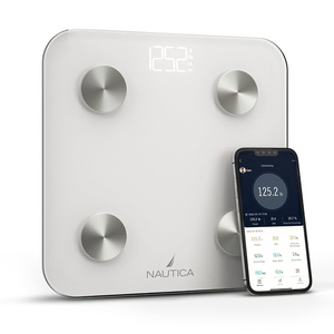 Nautica Body Tracker Digital Bathroom Scale, Bluetooth-Enabled Smart Scale with BMI, Body Fat, Muscle Mass Tracking & More, Syncs with Smartphone App for Body Composition Tracking, 440 Lbs.(White)